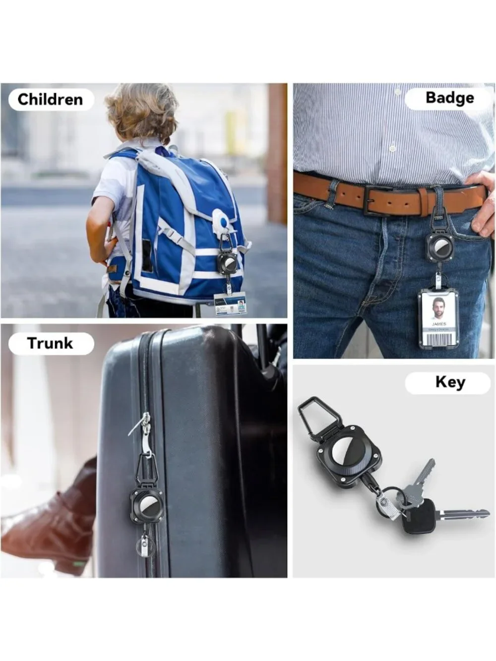 2 Pack Retractable Keychain for AirTag - 31.5 in Length, Lightweight 8 oz Holder
